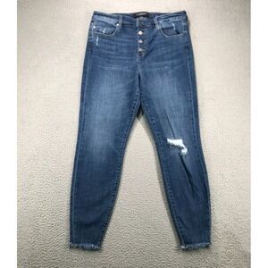 LIVERPOOL Jeans Size 14/32 High Rise Ankle Distressed Raw Hem Button Fly